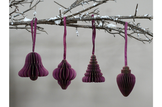Set Of 4 Christmas Decorations (8cm) - Purple Festive Ornaments image 2