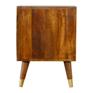 Gold Geometric Chestnut Bedside Cabinet, Bedroom Furniture image 7