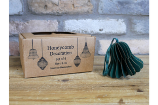 Set Of 4 Christmas Decorations (8cm) - Green Festive Ornaments image 1