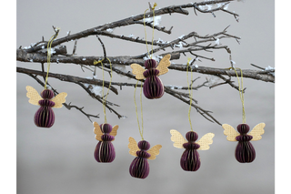 Set Of 6 Christmas Angels - Purple Festive Ornaments image 0