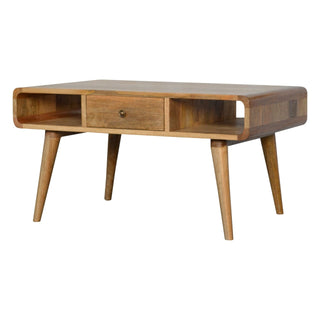 Curved Oak-ish Coffee Table, Living Room Furniture image 0