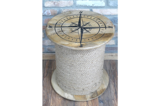 Side Table - Mango Wood and Rope Rustic Boho Style