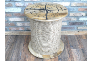 Side Table - Mango Wood and Rope Rustic Boho Style