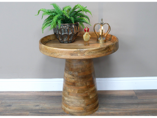 Pedestal Base Side Table, Mango Wood, Living Room Furniture