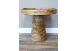 Pedestal Base Side Table, Mango Wood, Living Room Furniture