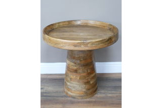 Pedestal Base Side Table, Mango Wood, Living Room Furniture