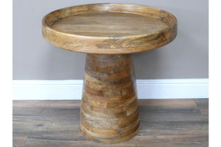 Pedestal Base Side Table, Mango Wood, Living Room Furniture