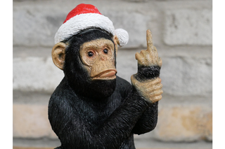 Up Yours Christmas Monkey - Medium, Funny Festive Decor