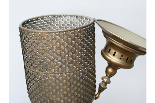 Freestanding Moroccan Style Bronzed Gold Lantern Candle Holder