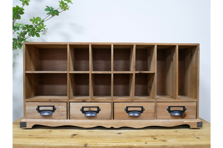 Wooden Storage Unit, Rustic Multiple Compartments
