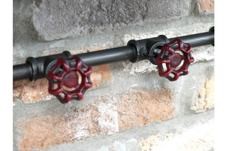 Wall Shelf With Clock & Hooks - Industrial Style with Map Design