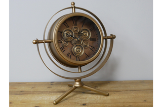 Table Clock with Moving Cogs - Elegant Timekeeping
