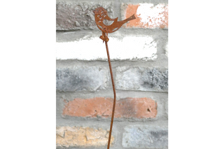 Rusty Finish Metal Bird Stakes - Outdoor Garden Decor, Set of 5