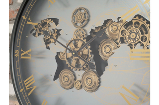 Wall Clock With Moving Cogs With Map Cut Out Design