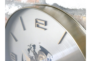 Wall Clock With Moving Cogs & World Map Design