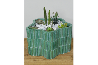 Indoor planter - Aqua Colour Wavy Shaped Pot