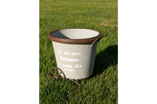 Rustic Barrow Planter, Cream & Brown French Chic Garden Pot