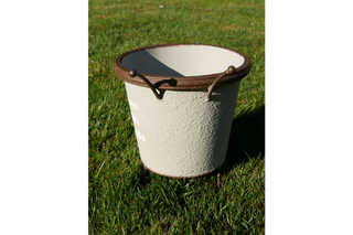 Rustic Barrow Planter, Cream & Brown French Chic Garden Pot