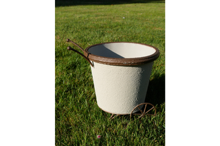 Rustic Barrow Planter, Cream & Brown French Chic Garden Pot