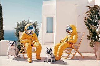 Spacemen & Bulldogs Wall Art, Colourful & Unique Glass