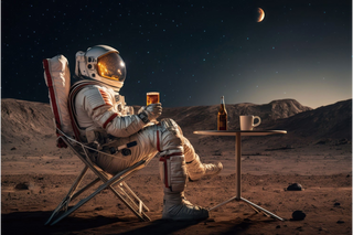 Spaceman Having A Beer Wall Art - Tempered Glass