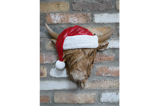 Christmas Hat Cow, Wall Decoration, Festive Decor