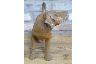 Small Cast Iron Dog, Tail Up, Indoor or Outdoor Decor