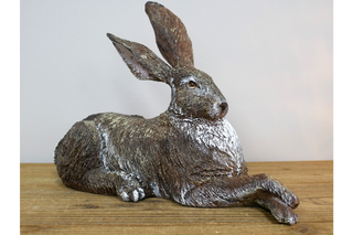 Grey Laying Rabbit Ornament - Woodland Home Decor