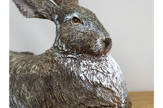 Grey Laying Rabbit Ornament - Woodland Home Decor