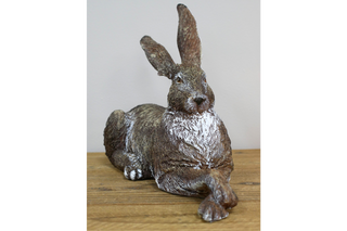 Grey Laying Rabbit Ornament - Woodland Home Decor