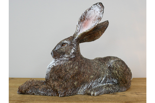 Grey Laying Rabbit Ornament - Woodland Home Decor