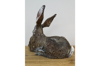 Grey Laying Rabbit Ornament - Woodland Home Decor