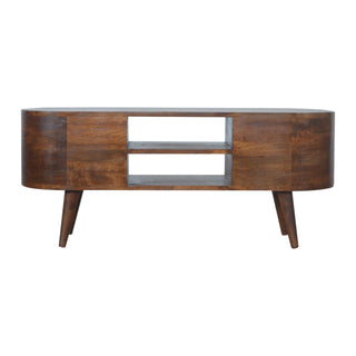 Chestnut Rounded Entertainment Unit, Living Room Furniture image 8