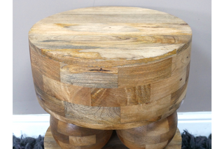 Side or End Table / Stool - Mango Wood Twin Sphere Design