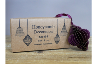 Set Of 4 Christmas Decorations (8cm) - Purple Festive Ornaments image 1