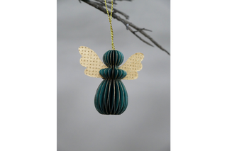 Set Of 6 Christmas Angels - Green Festive Ornaments image 1