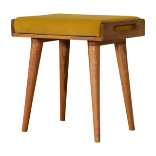 Mustard Velvet Tray Style Footstool, Home Furniture image 1