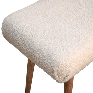 Boucle Cream Curved Bench, Footstool, Bedroom, Hallway Furniture image 4