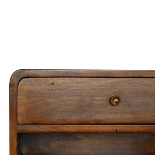 Chestnut Curve Floating Bedside Cabinet Drawer, Bedroom Furniture image 2