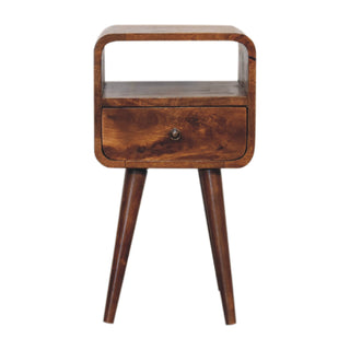 Mini Chestnut Curve Open Bedside Cabinet, Bedroom Furniture  image 0