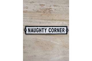 Naughty Corner, Cast Iron Sign, Funny Home Decor image 0