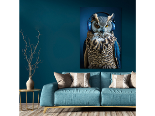 Blue Owl Wall Art - Tempered Glass image 0