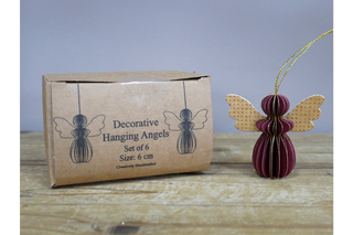 Set Of 6 Christmas Angels - Red Festive Ornaments image 2