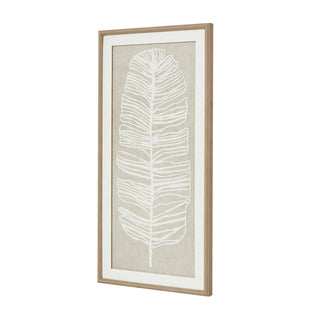 Large Plume White Feather Art Mounted In Beaded Frame, Luxury Wall Art