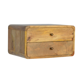 Oak-ish 2 Drawer Floating Bedside Cabinet, Bedroom Furniture image 0