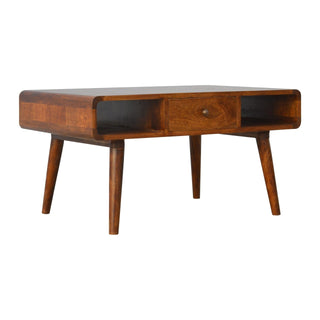 Curved Chestnut Coffee Table, Living Room Furniture image 1