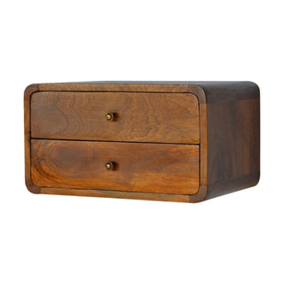 Floating Curved Chestnut Bedside Drawers, Bedroom Furniture image 1