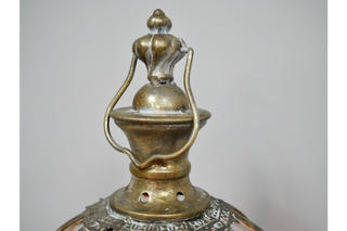 Antique Style Rustic Gold Candle Lantern on a Stand, Extra Large