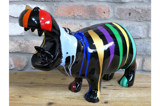 Multi Colour Hippo Figurine image 1