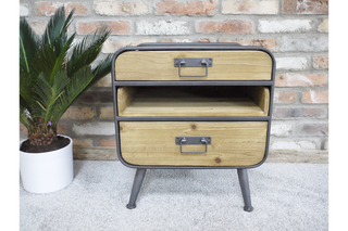 Retro Industrial Cabinet - 2 drawers, 1 pull out Shelf, Home Storage